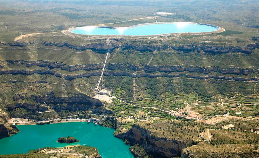 Aerial view of water reservoirs