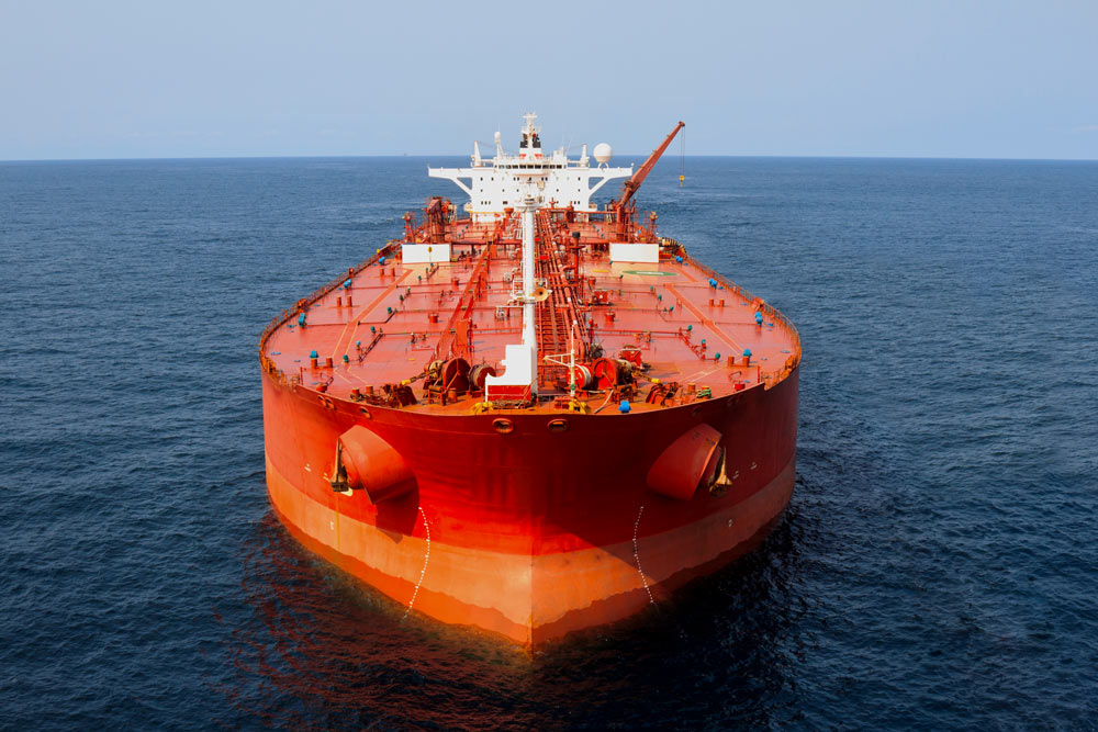 A oil tanker at sea