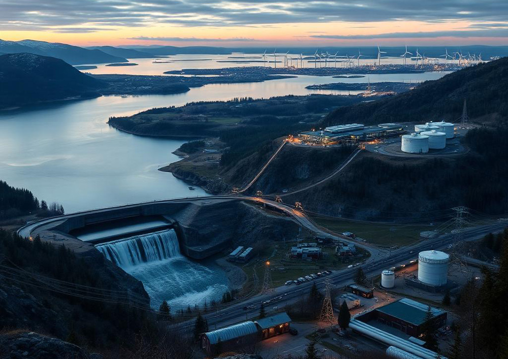 A view oven the sunset and wind craft En utsikt över solnedgång och vindkraftverk